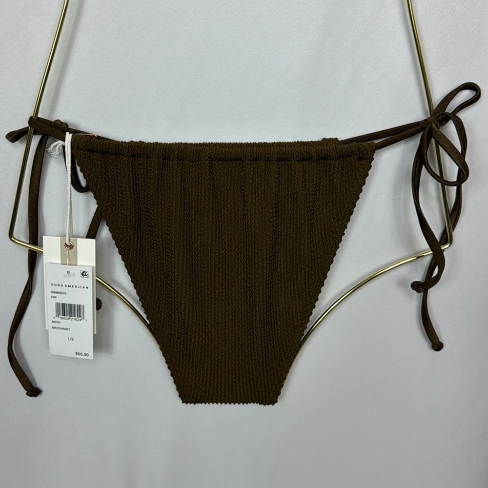 Good American Swim Always Fits Tiny Ties Bikini‎ Bottom Womens Mocha Size S New - Picture 3 of 9